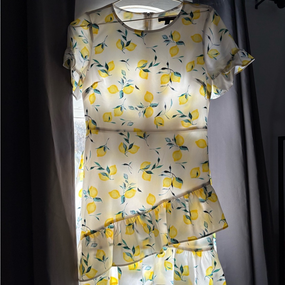 Banana Republic Lemon Print Mini Dress - Yellow and White